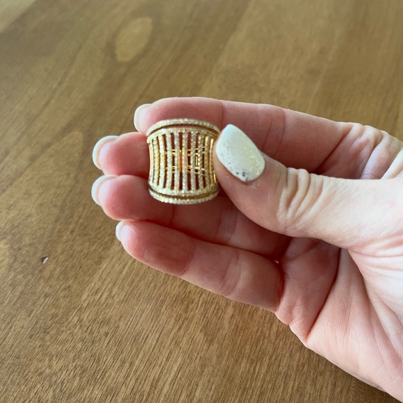 Lux Bond 18k Yellow Gold Fashion Ring With Diamond Pave, Holiday Gift For Her - Picture 5 of 15